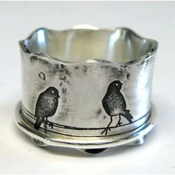 Retro Birds Print Ring