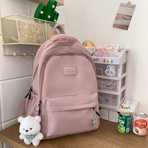 Lightweight Solid Color School Backpack