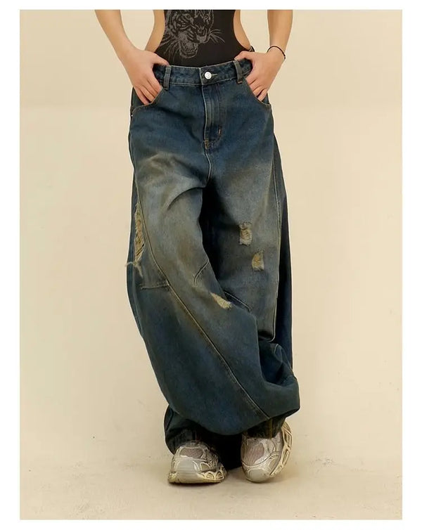 Y2k Hip Hop Trendy Loose Retro Wide Leg Jeans