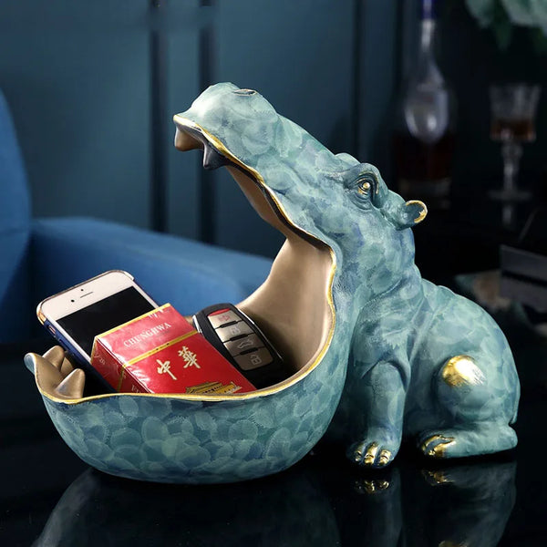 Resin Hippo Statue Sculpture Figurine Key