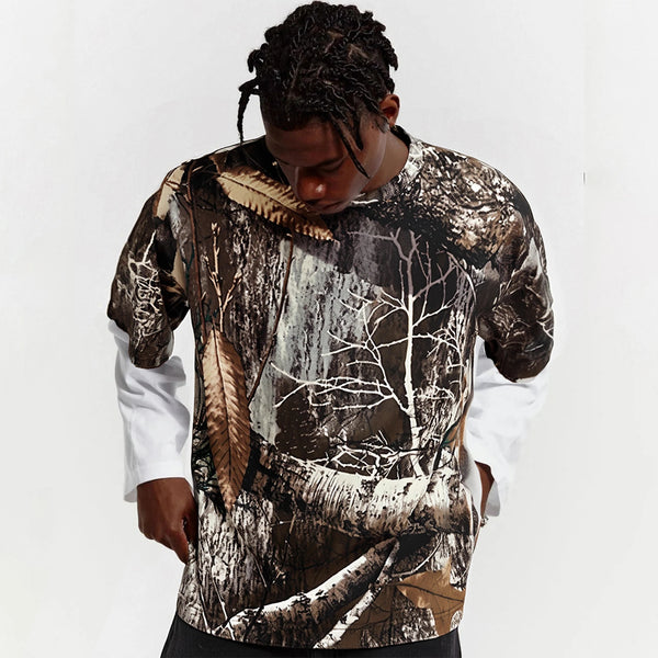 Vintage Real Tree Camo Patchwork Long T-Shirt