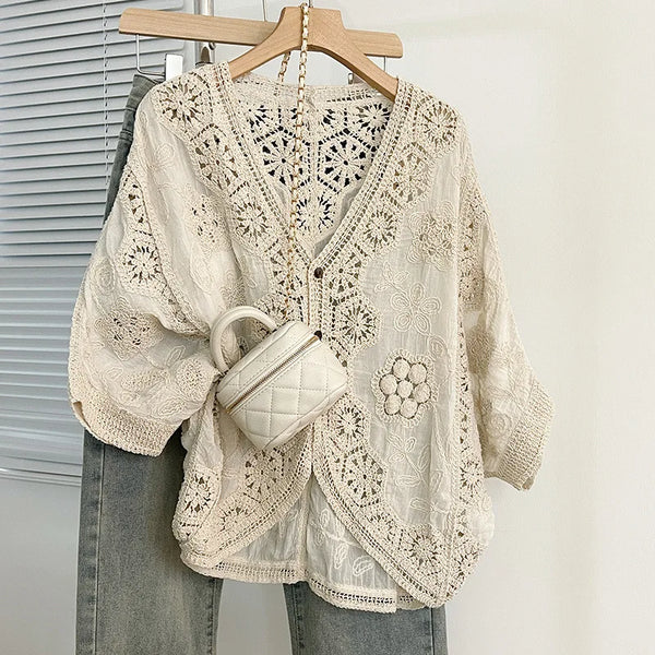 Handmade Crochet Cardigan - Romantic Floral
