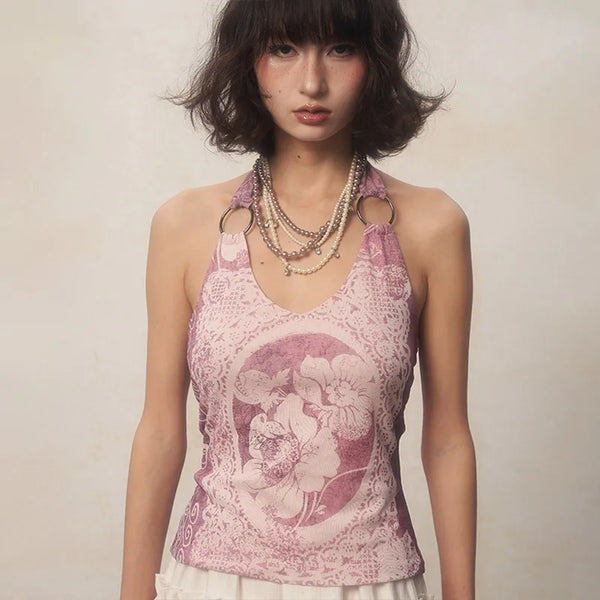 Soft Girl Rose Halter Top