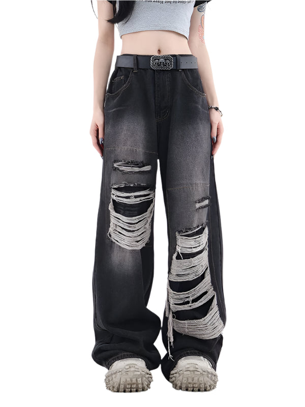 Y2K Gothic Grunge Ripped Jeans