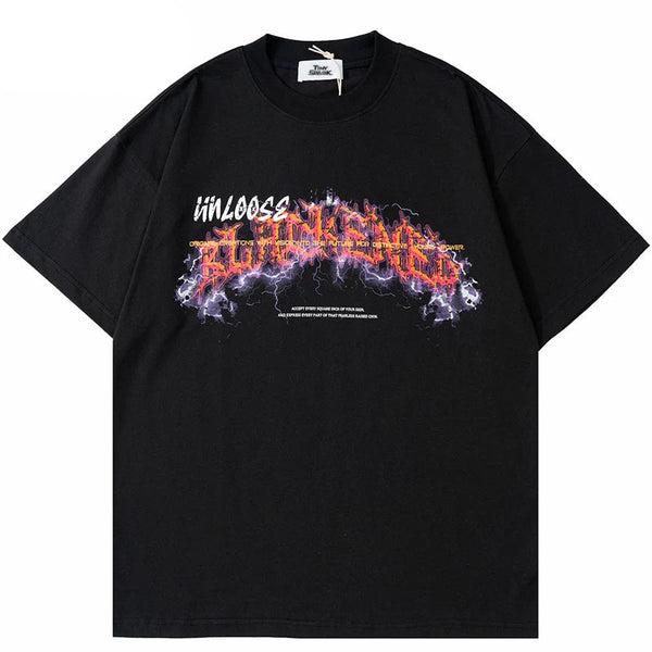 Lightning Letter Print T-shirt