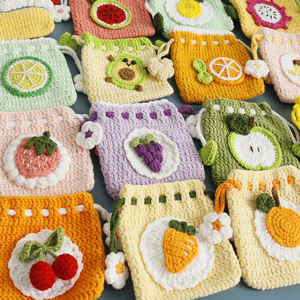 Kawaii Fruit Crochet Coin Wallet Mini Handwoven Bag