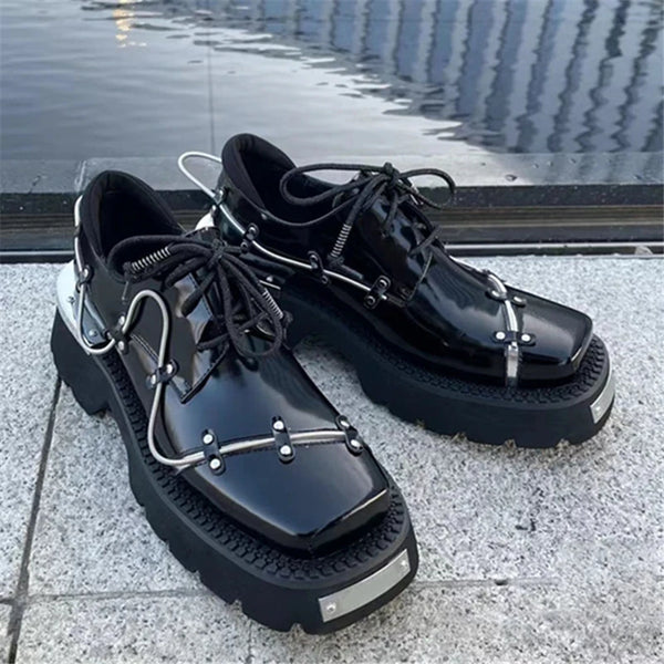 Retro Metal Decor Women Derby Shoes