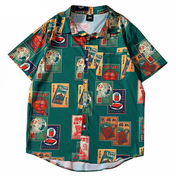 Retro Hawaiian Beach Short Sleeve Shirt