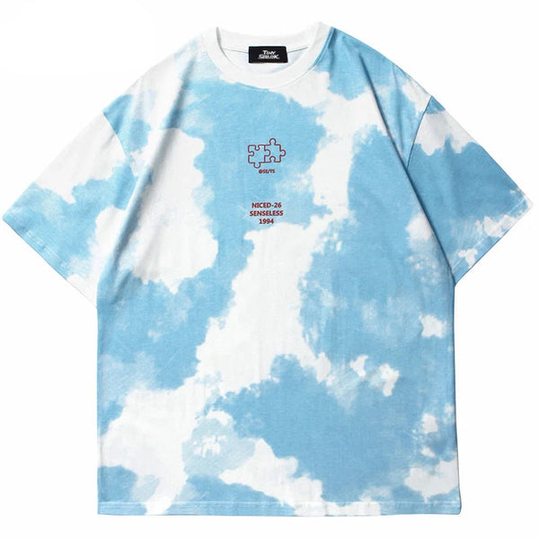 Colorful Puzzle Print Hip Hop T-Shirt