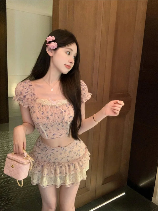 Coquette Floral Print Two-piece Set