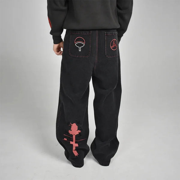 Vintage Anime Print Baggy Low Jeans