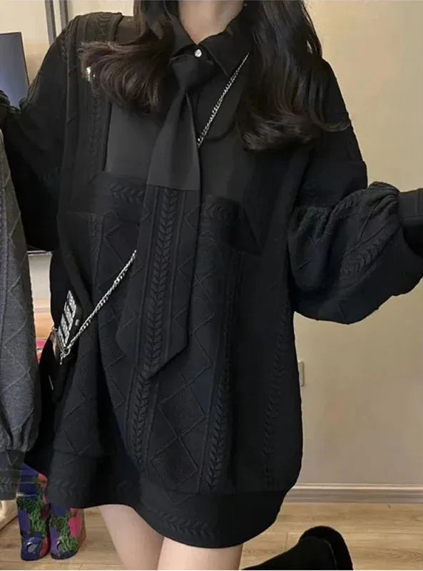 Oversized Goemetic Tie Sweater