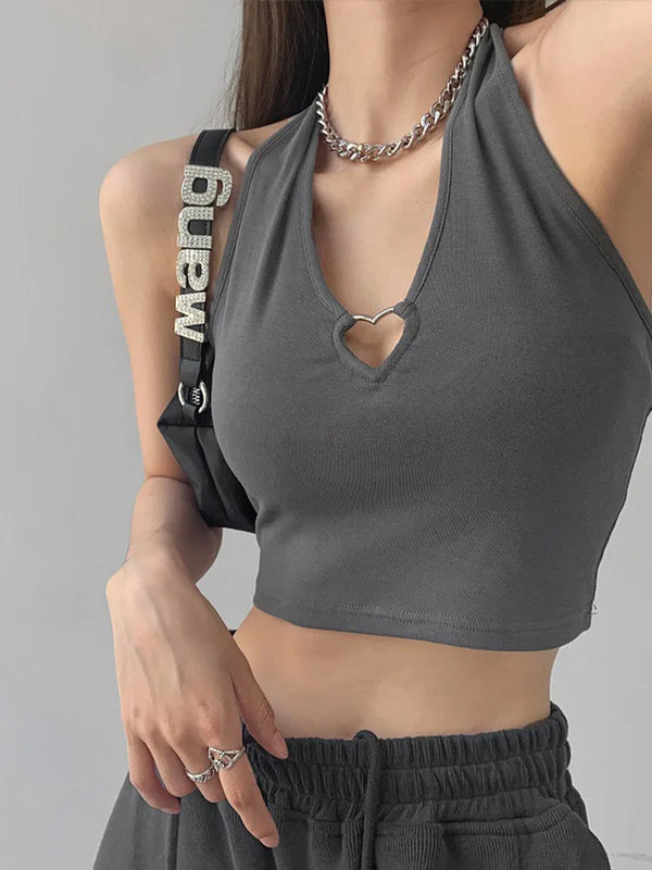Baddie Heart Ring Halter Top