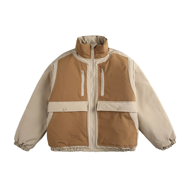 Warm Loose Padded Patchwork Puffer Jacket