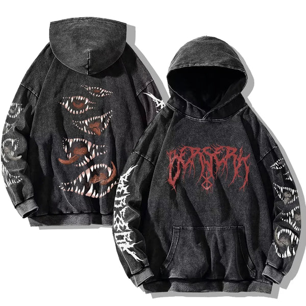 Vintage Gothic Anime Printed Hoodies