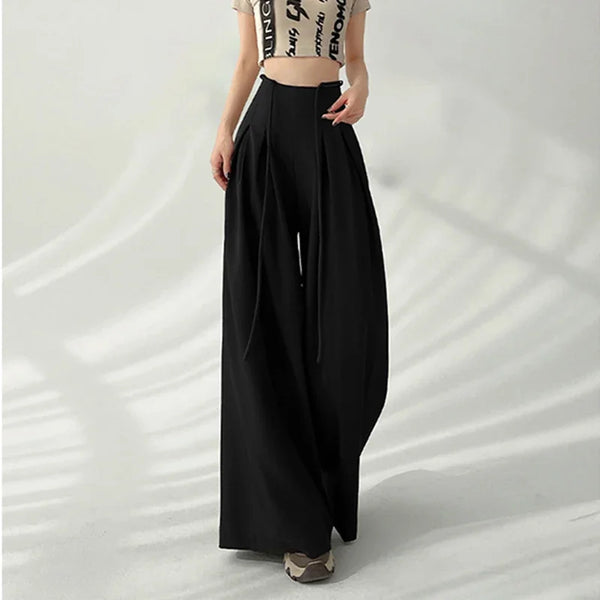 Black high waist wide leg pants