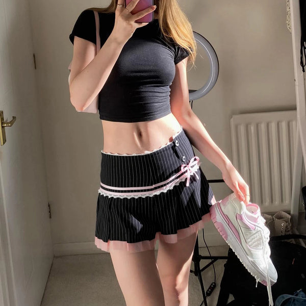 Coquette Vintage Ruffle Mini Skirt