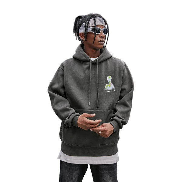 Gray Trendy Hip Hop Graphic Hoodies