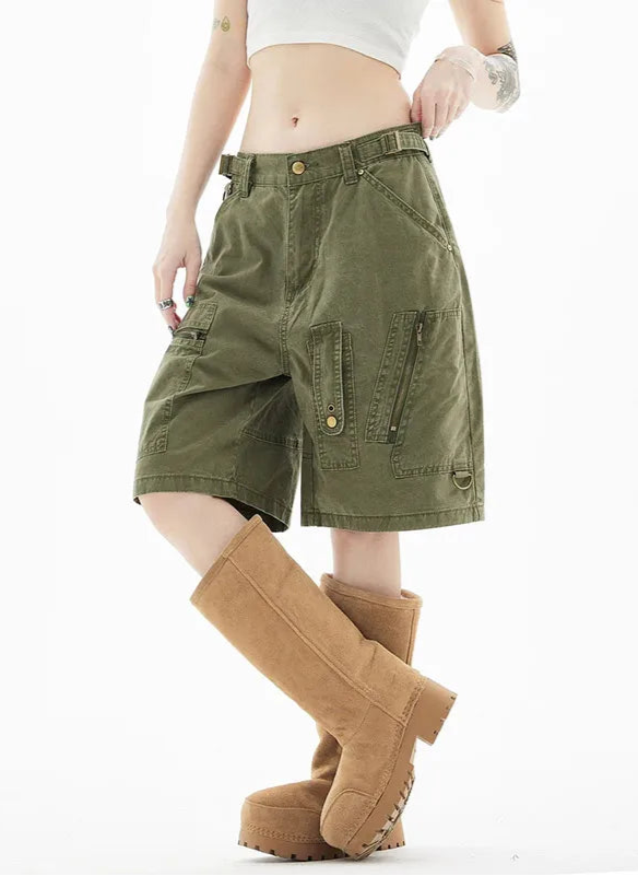 Vintage Baggy Wide Leg Cargo Shorts