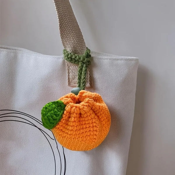 Handmade Crochet Orange Knitted Bag