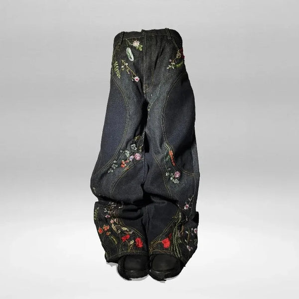 Embroidered Floral Y2K Baggy Jeans