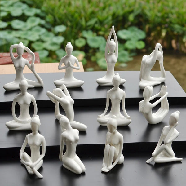 Ceramic Yoga Poses Lady Statue