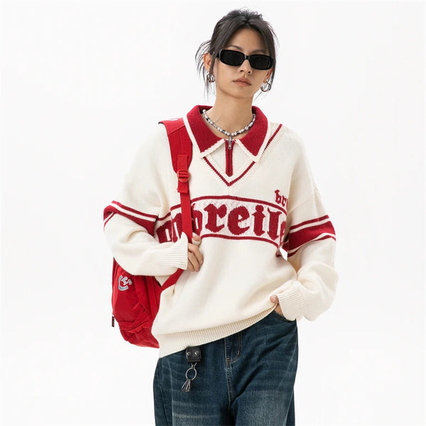 Athletic Oversized Knitted Sweater