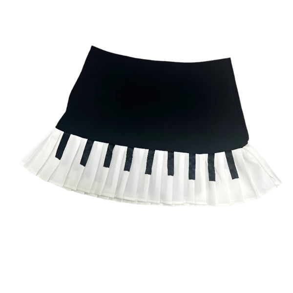 Chic Black White Spliced Short Skirt