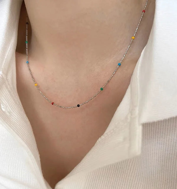 Vibrant Rainbow Dopamine Bean Necklace
