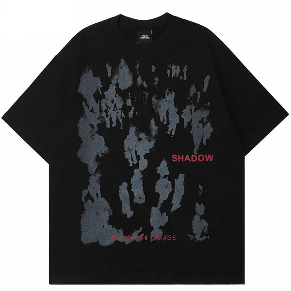 Shadow Letter Printed Hip Hop T-Shirt