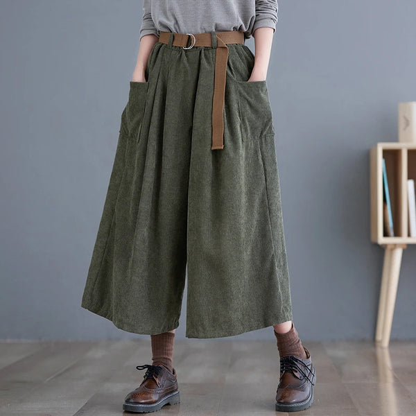 Korea Style Vintage Corduroy Wide Leg