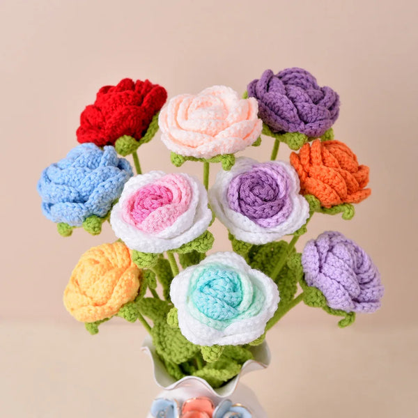 Ramo individual de flores de crochet tejidas a mano