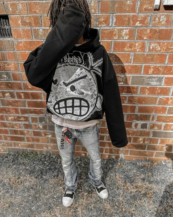Y2K Angry Cartoon Graphic Hoodie