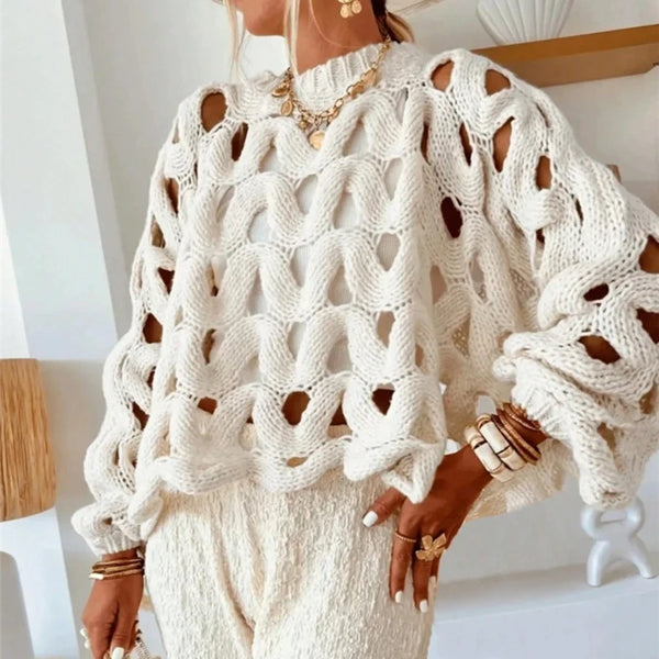 Casual Long Sleeved Knitted Sweater Knitted Crochet