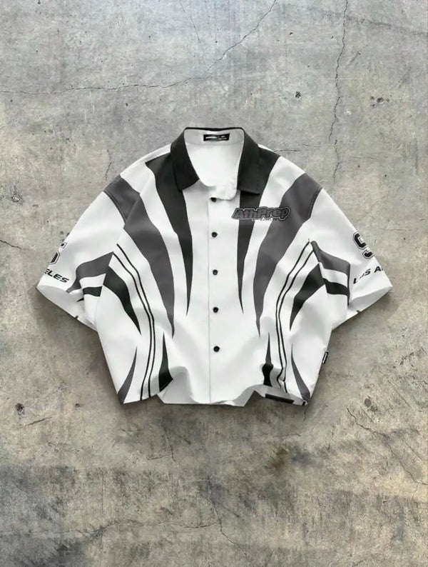 Oversized V-Neck Retro Shirt