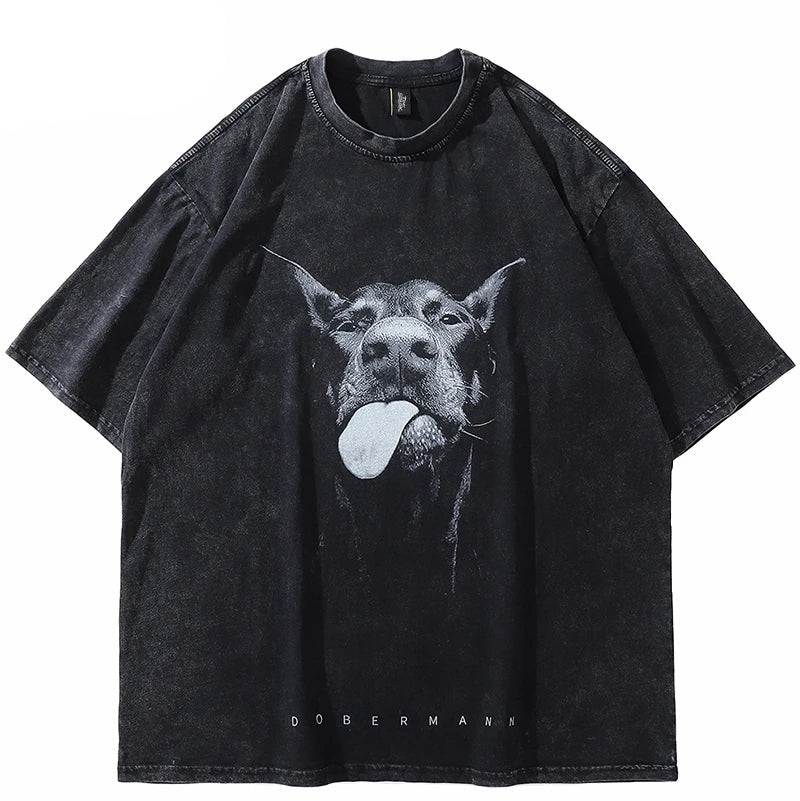 Gewaschenes Dobermann-Hunde-T-Shirt