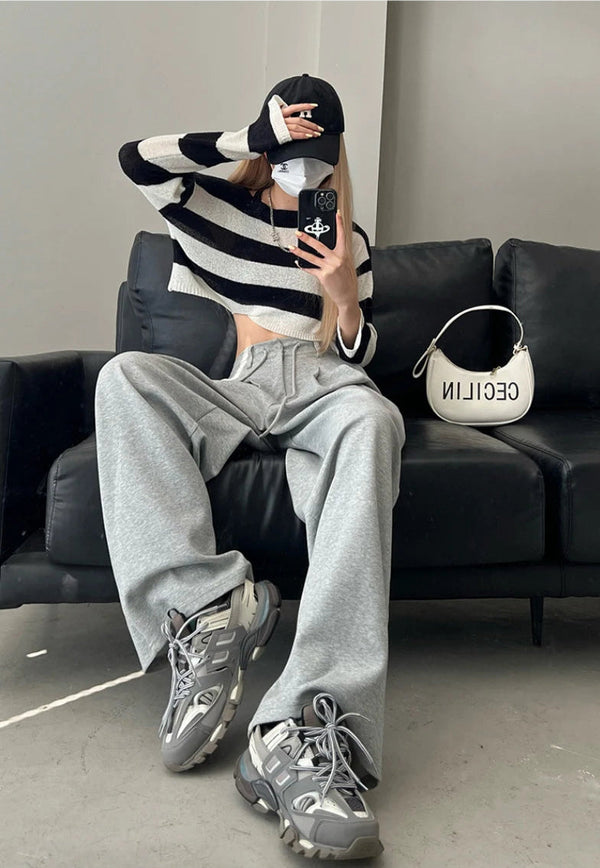Stylish High Waist Solid Color Pants