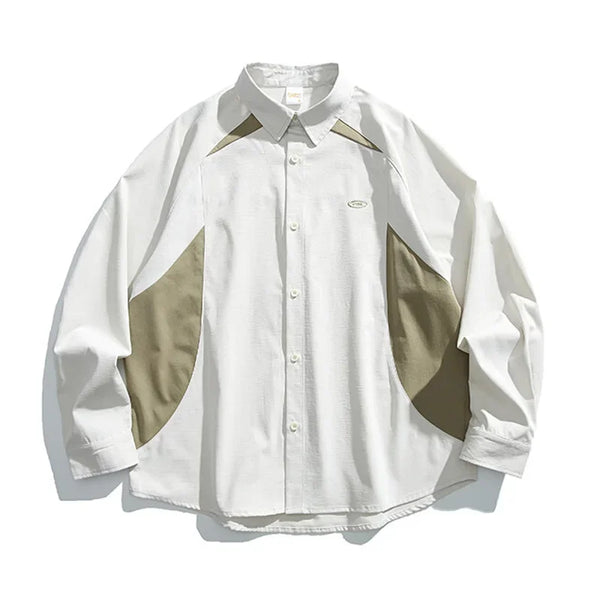 Oversize Splice Loose Casual Long Shirt
