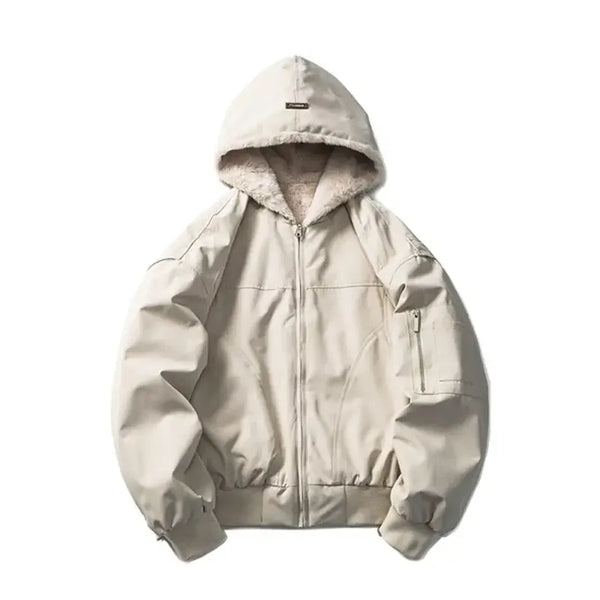 Thick Faux Rabbit Fur Baseball Jacket