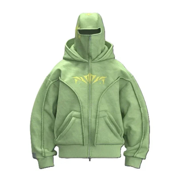 Vintage Oversized Zip-Up Hoodie Sweatshirt Shirt