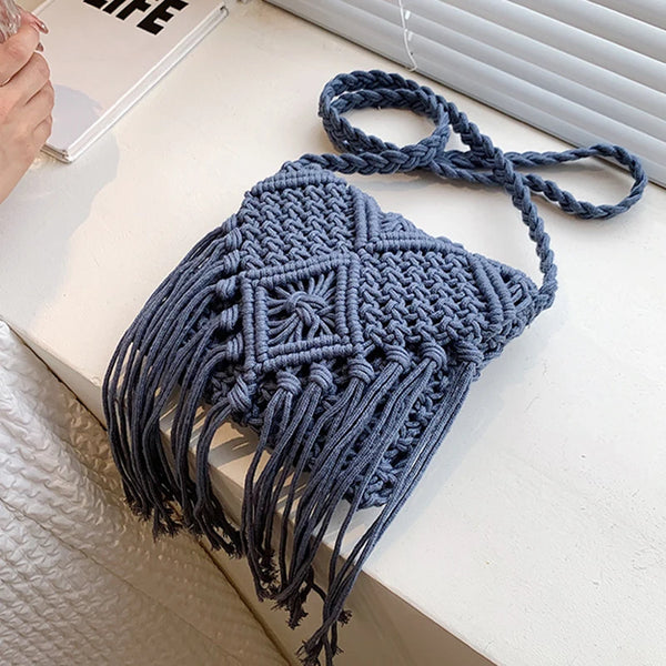 Women Crochet Tassel Beach Bag