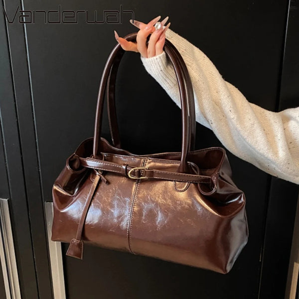Corporate Girl Shiny Leather Shoulder Bag