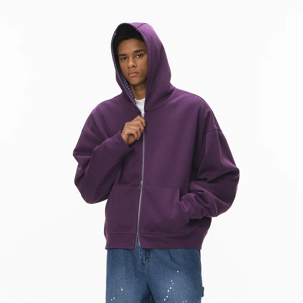 Reversible Inner Plaid Hoodie