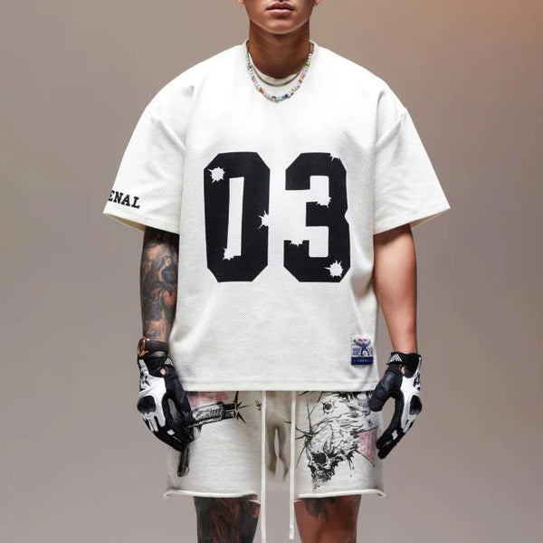 American Sports Patchwork Casual T-Shirt
