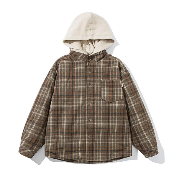 Hooded Plaid Puffer Jacket
