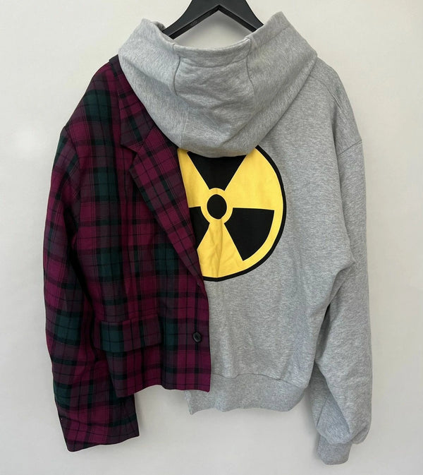 Plaid Red Oversized Zipper Hoodie