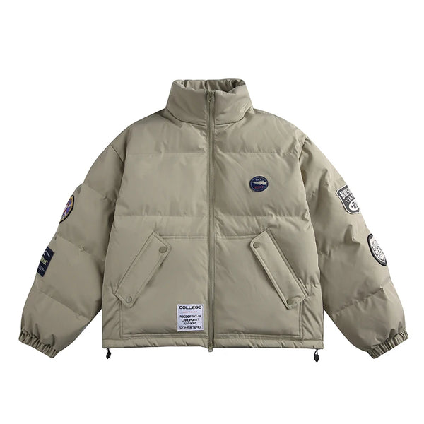 Cozy Embroidered Thicken Warm Padded Parka Jacket