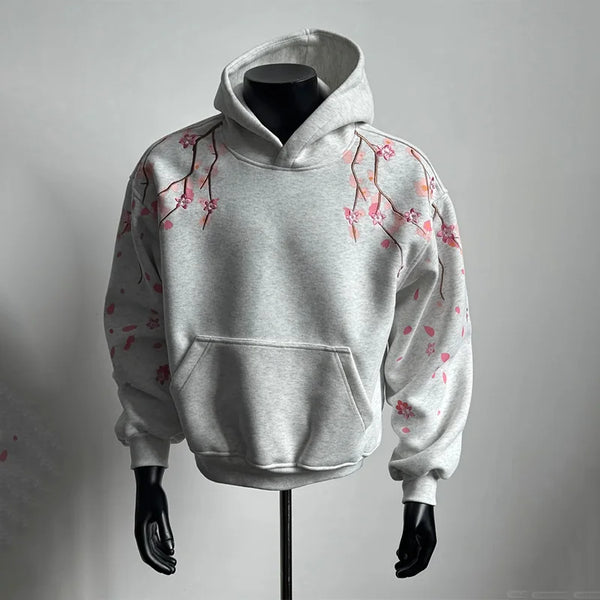 Cherry Blossom Embroidery Oversized Hoodie