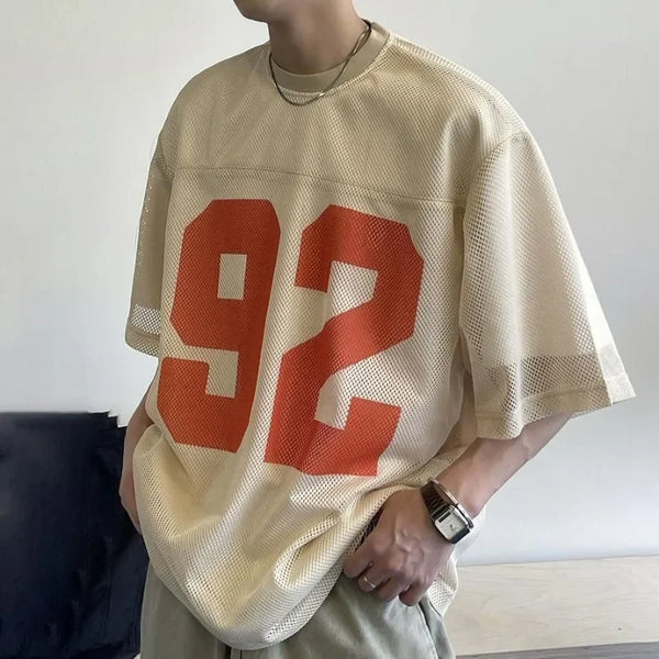 92 Retro Mesh Printed Breathable T-Shirt