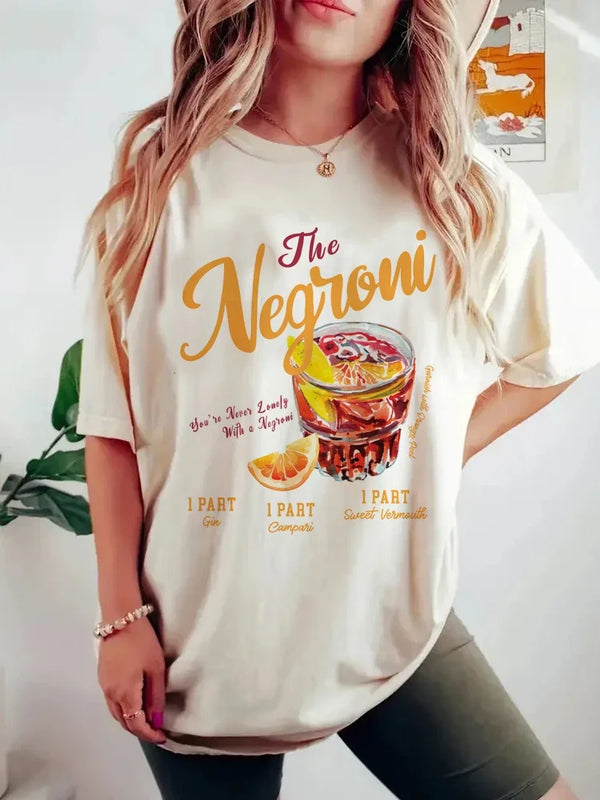 Retro Vintage Negroni Graphic Cocktail T-Shirt